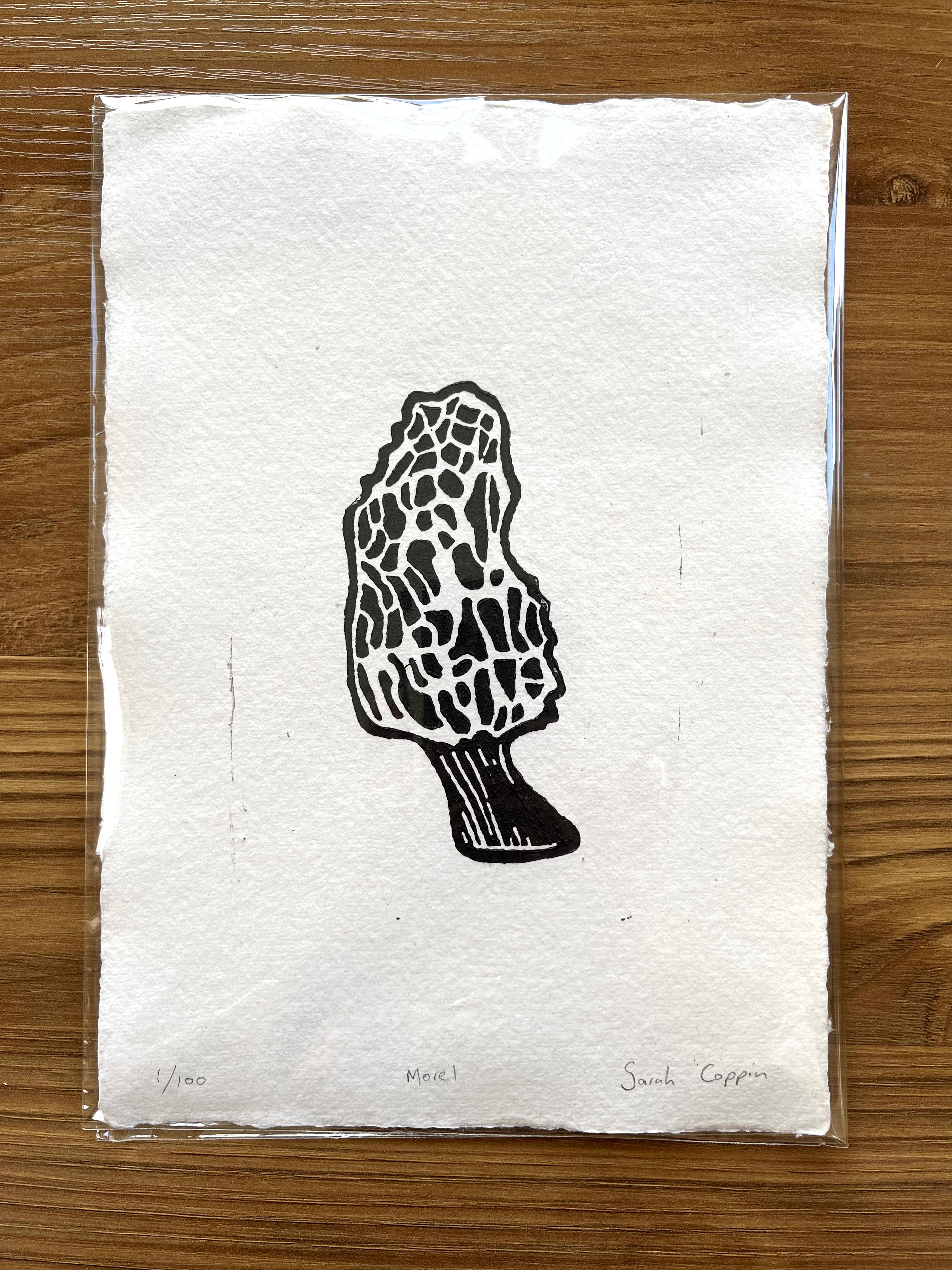 Morel Mushroom B&W Print (A5)