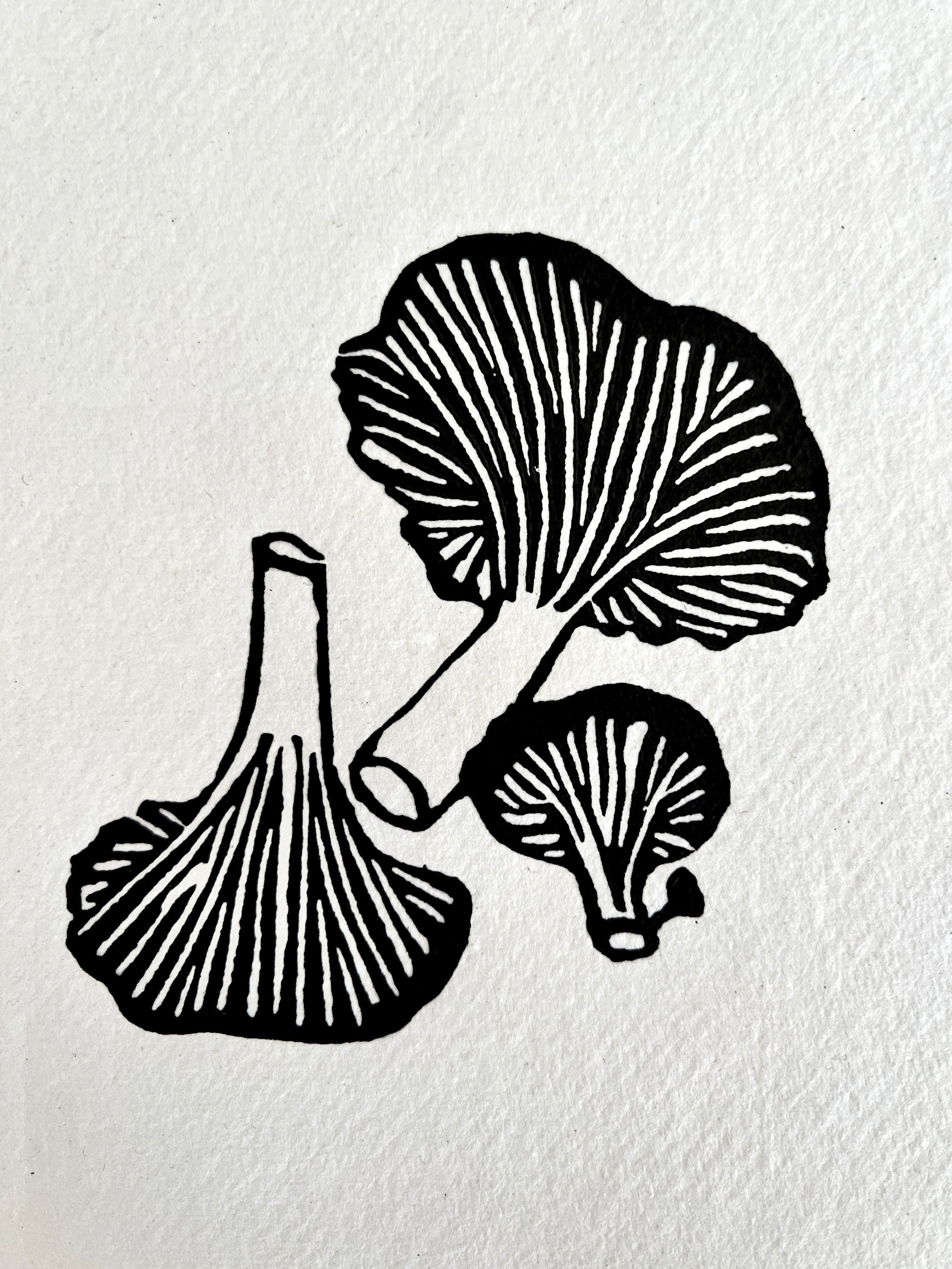 Chanterelle Mushrooms B&W (A5)
